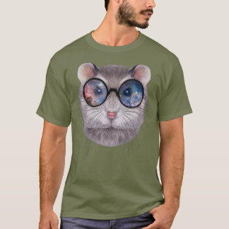 Grått Dwarf Hamster bär Space Galaxy Sunglass T Shirt