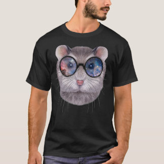 Grått Dwarf Hamster bär Space Galaxy Sunglass T Shirt