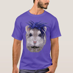 Grått Dwarf Hamster i Punk Sten Stil T Shirt