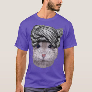 Grått Dwarf Hamster med turban Head Wrap T Shirt
