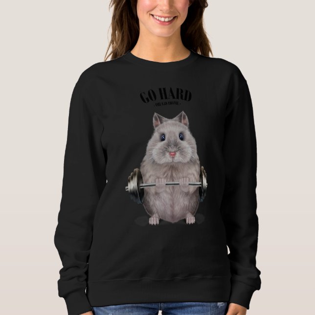 Grått Dwarf Hamster Muscle Training Weightlift F T Shirt (Framsida)