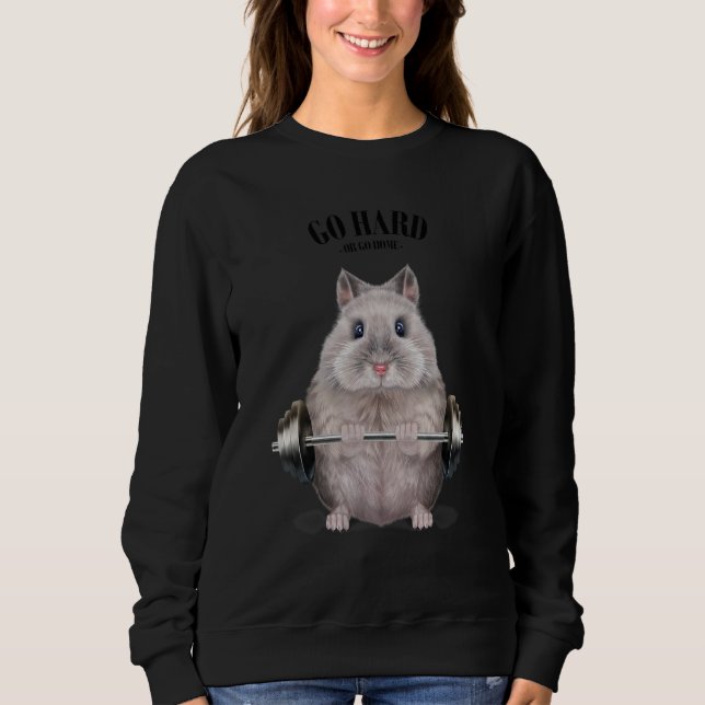 Grått Dwarf Hamster Muscle Training Weightlift F T Shirt (Framsida)