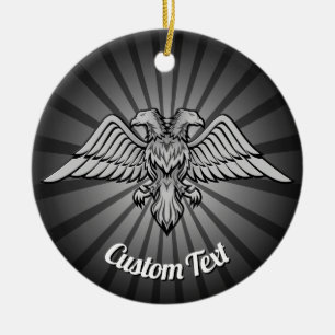 Grått Eagle med två keramiska prydnadsföremål Julgransprydnad Keramik