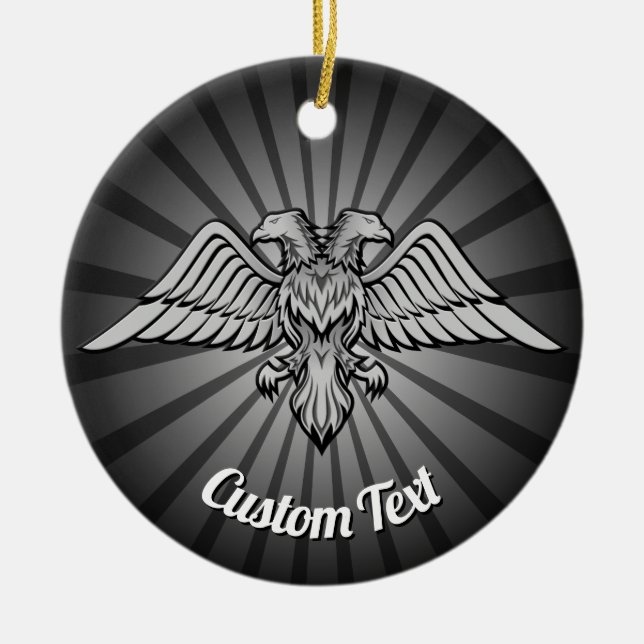 Grått Eagle med två keramiska prydnadsföremål Julgransprydnad Keramik (Framsidan)