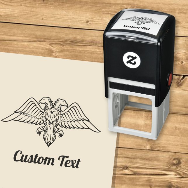 Grått Eagle med två självbränande Frimärke Självfärgande Stämpel (Skapare uppladdad)