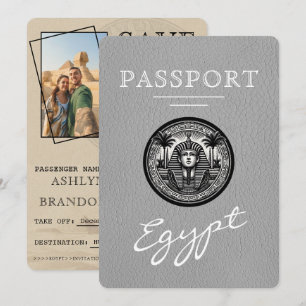 Grått egyptiskt pass Bröllop Spara datum Datumet