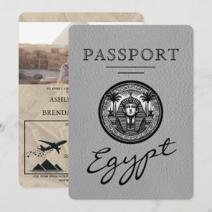 Grått egyptiskt pass bröllopsinbjudan inbjudningar