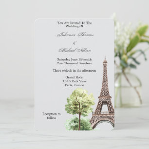 Grått Eiffel Torn Paris Bröllop Inbjudningar