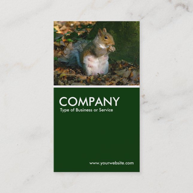 Grått-ekorre - Mörk grönt Visitkort (Framsida)