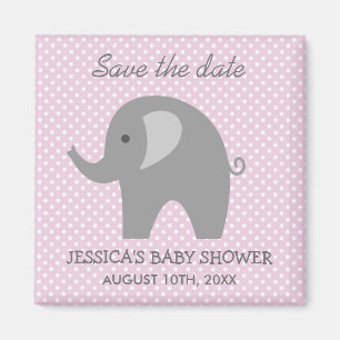 Grått-elefant Spara datumet, babyduschmagnet Magnet