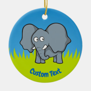 Grått elefant tecknad keramisk ornament