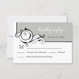 Grått Elegant Calligraphy Bröllop OSA Card Kort