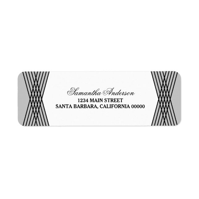 Grått Elegant Deco-Adressetiketter Returadress Etikett (Framsidan)