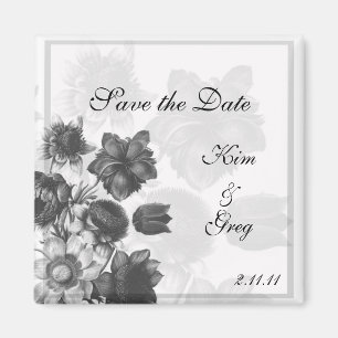 Grått Elegant Flower Wedding Favnets Magnets Magnet