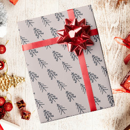 Grått Elegant Julgranar Wrapping Papper Presentpapper