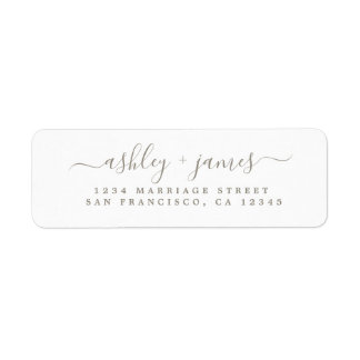 Grått Elegant Script Bröllop Returadress Etikett
