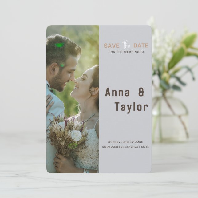 Grått Elegant Spara datuminbjudan Spara Datumet (Stående Fram)