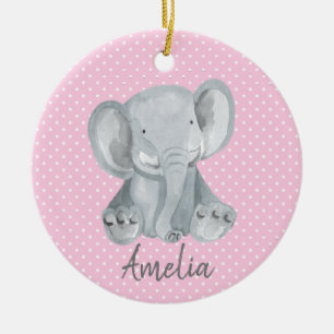Grått Elephant Ceramic Ornament