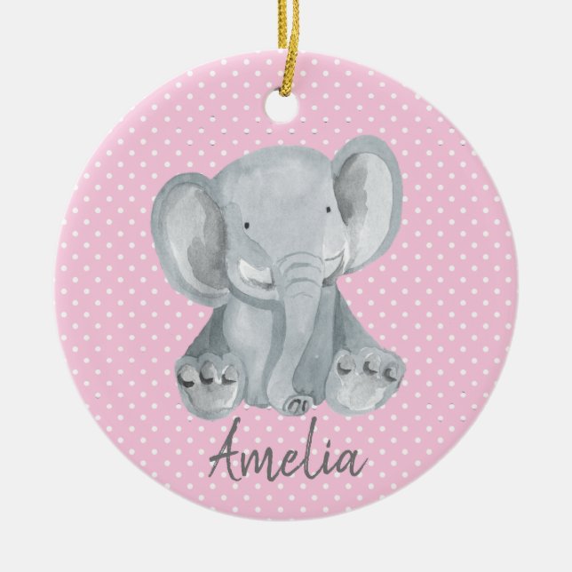 Grått Elephant Ceramic Ornament (Framsidan)