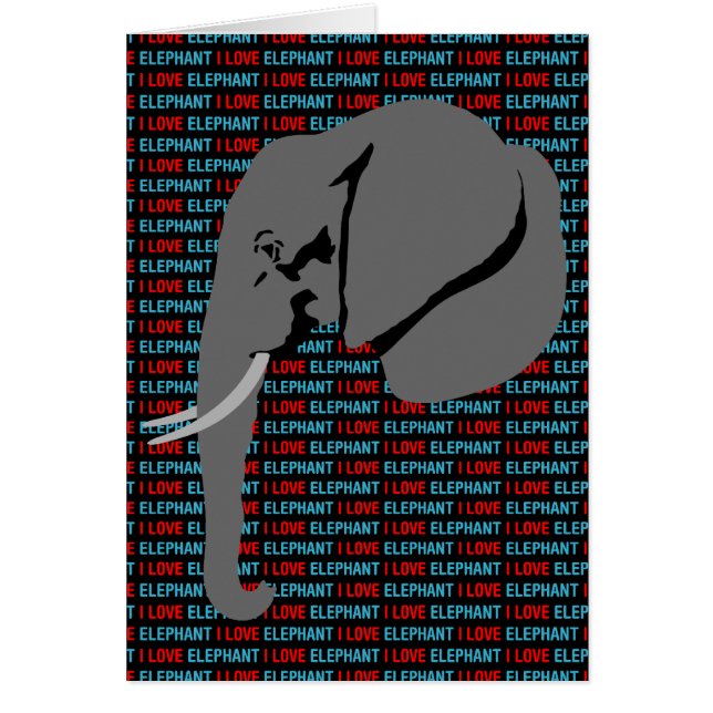 Grått Elephant Hälsningskort (Framsidan)