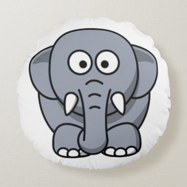 GRÅTT ELEPHANT RUND KUDDE (Framsidan)