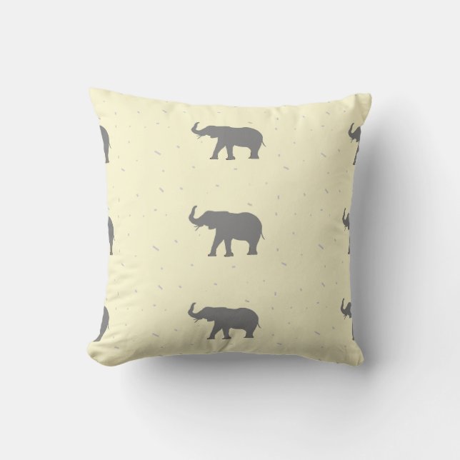 Grått elephant silhuette kudde (Framsida)
