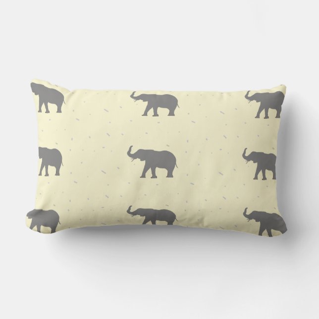 Grått elephant silhuette lumbarkudde (Framsida)