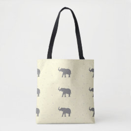 Grått elephant silhuette tygkasse