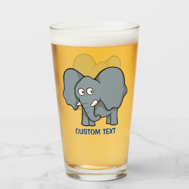 Grått Elephant Tecknad Glaskopp (Framsida fylld)