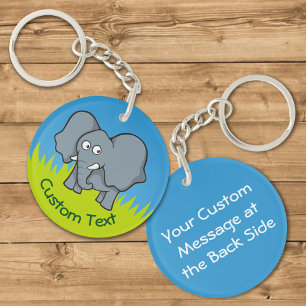 Grått Elephant Tecknad Keychain