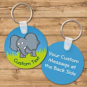 Grått Elephant Tecknad Keychain Nyckelring