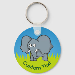 Grått Elephant Tecknad Keychain Nyckelring