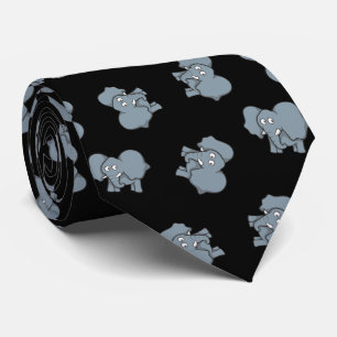 Grått Elephant Tecknad Mönster Tie Slips