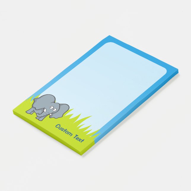 Grått Elephant Tecknad Post-it Block (Vinklad)