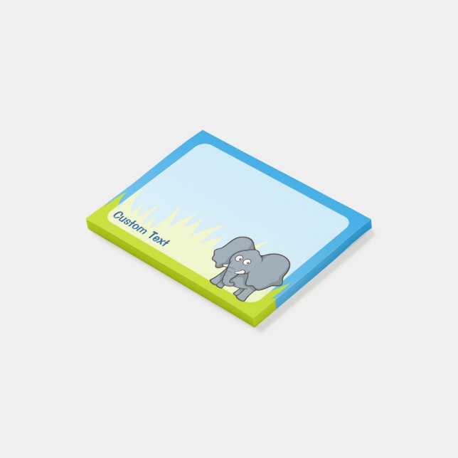 Grått Elephant Tecknad Post-it Block (Vinklad)