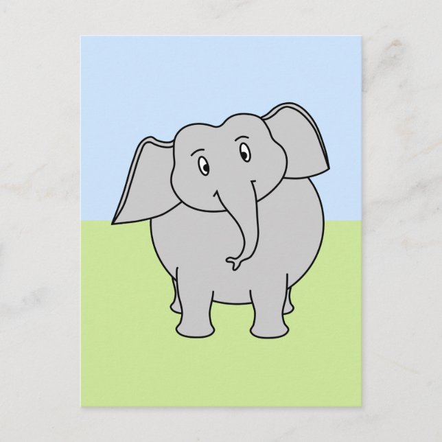 Grått Elephant Vykort (Framsida)