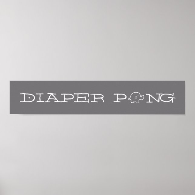 Grått Elephants Diaper Pong Game Sign Poster (Framsidan)