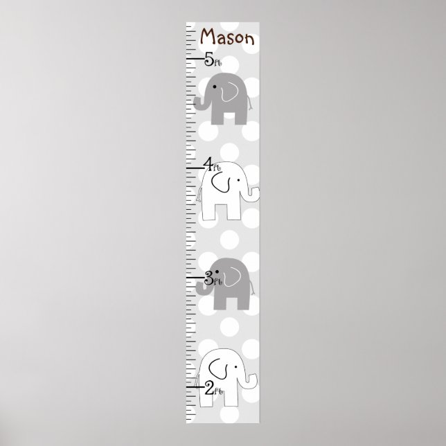 Grått Elephants Growth Diagram, vilken bakgrund so Poster (Framsidan)