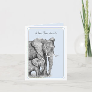 Grått Elephants Personlig Flat Note Card Anteckningskort