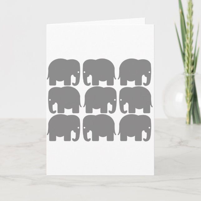 Grått Elephants Silhouette Kort (Framsida)