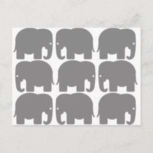 Grått Elephants Silhouette Vykort