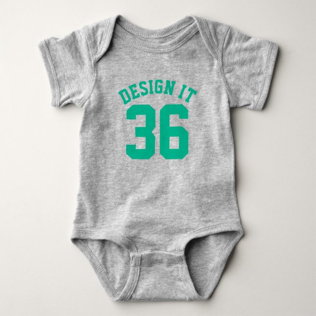 Grått & Emerald Grönt Baby | Sports Jersey Design Tröja (Framsida)