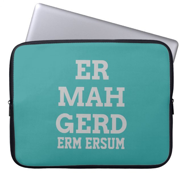 Grått Ermahgerd Laptop sleeve (Framsidan)