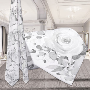 Grått Eucalyptus White Peony Bröllop Blommigt Slips