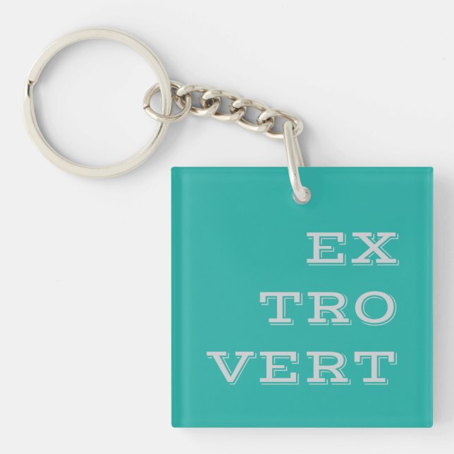 Grått Extrovert Acrylic Keychain (Framsidan)