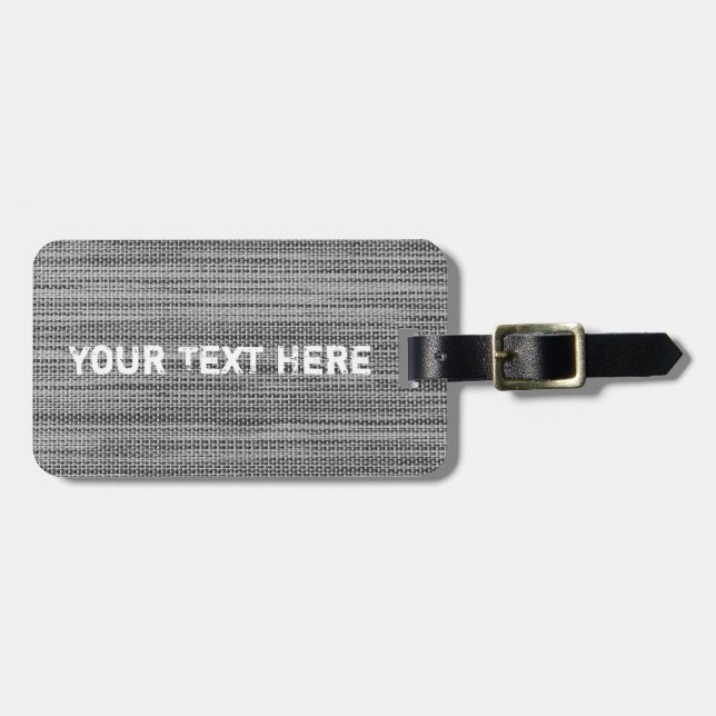 Grått Fabric Luggage Tag - Anpassningsbar Text Bagagebricka (Horisontell Framsida)