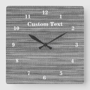 Grått Fabric Trasa - lägg till text/Namn Fyrkantig Klocka
