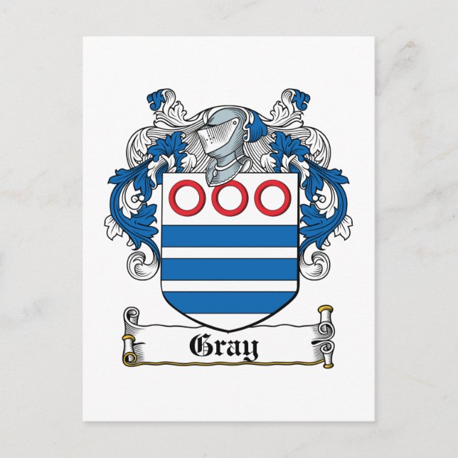 Grått Family Crest Vykort (Framsida)
