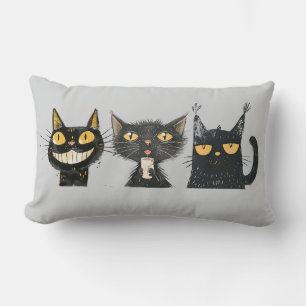 Grått Fånig Cat Trio Lumbarkudde