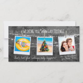 Grått Färg Pop Gay Tidings LGBT 3-fotokort